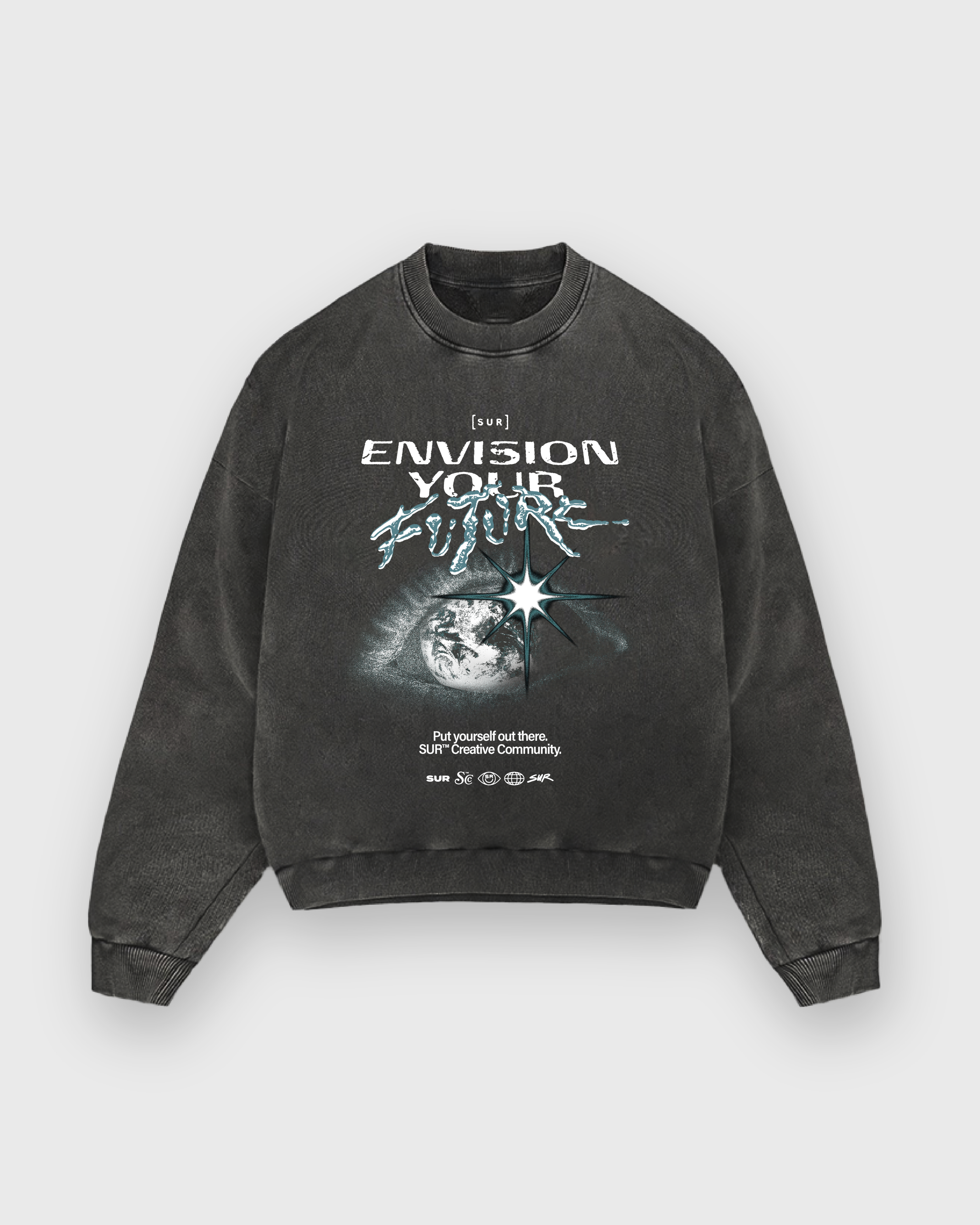 Envision Your Future Black Oversized Sweatshirt | Sur Project®