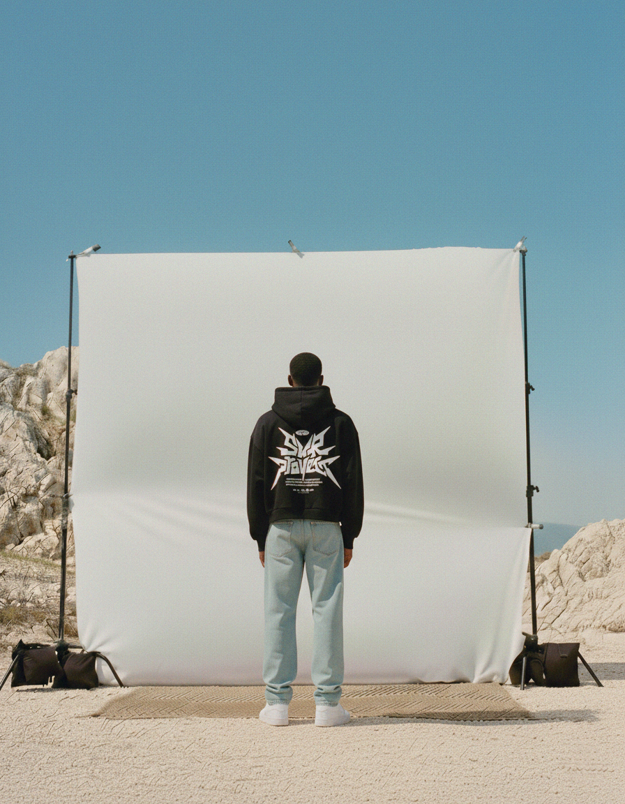 Distorted Vision Black Boxy Hoodie | Sur Project®