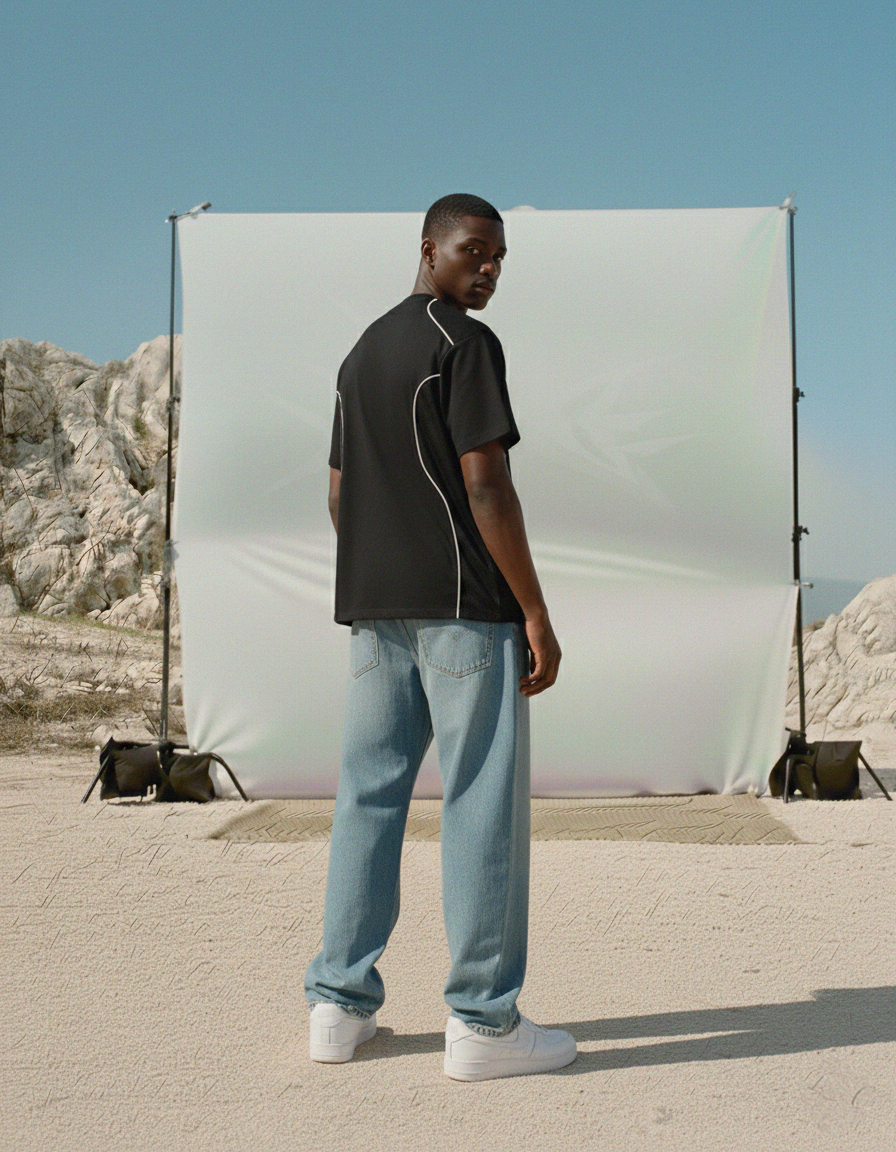 SUR Official Emblem Black Panelled T-Shirt | Sur Project®