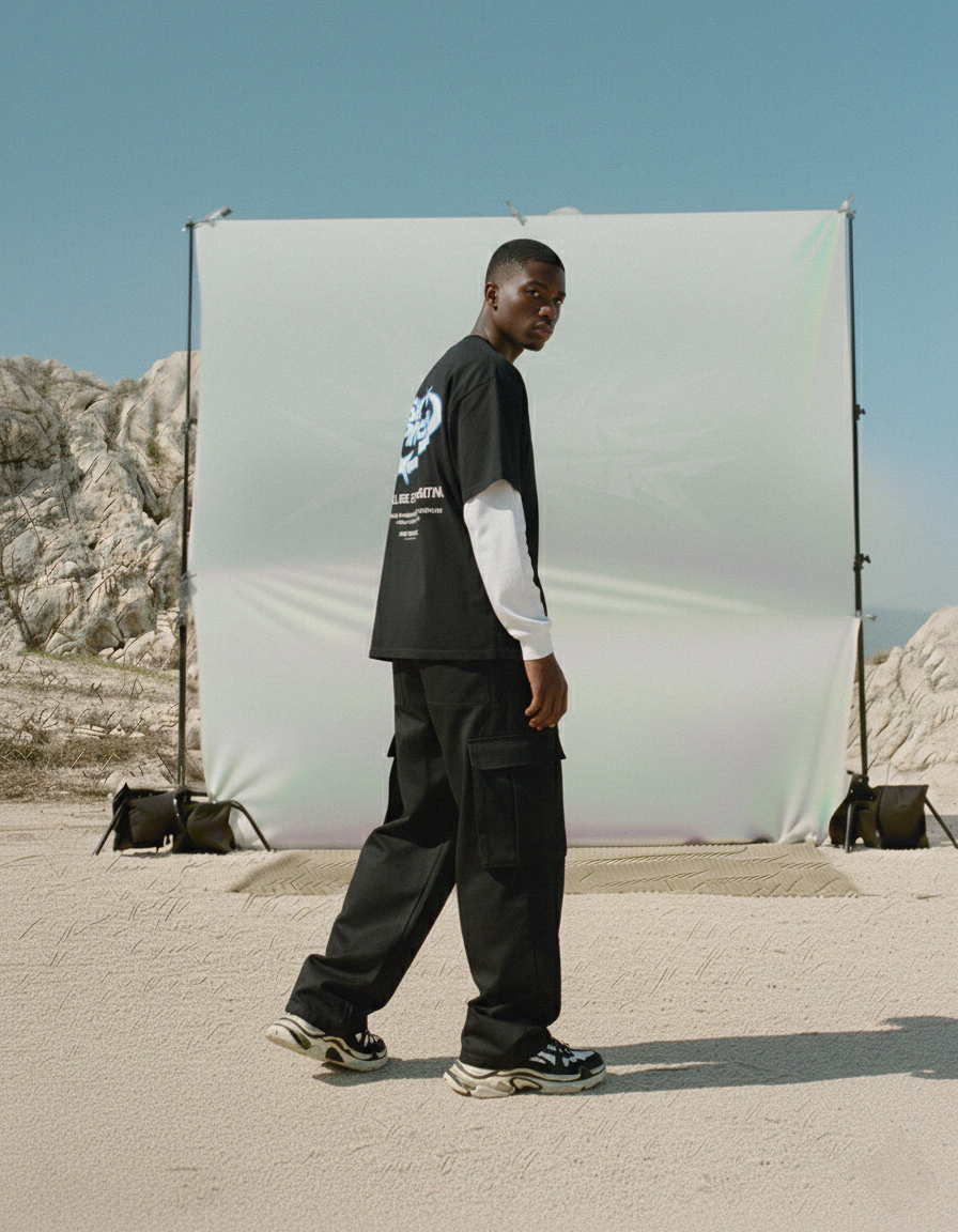 The Creator Black Layered Boxy Tee | Sur Project®