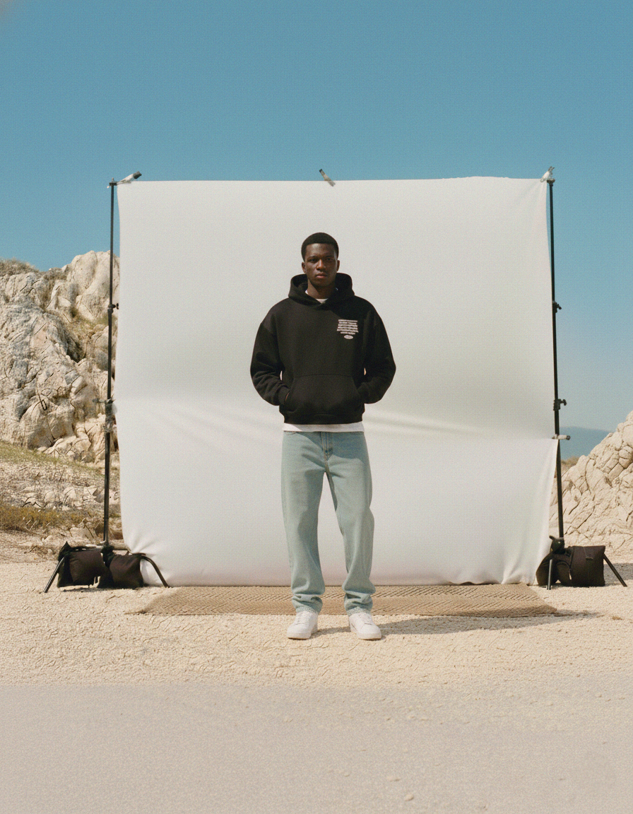 Distorted Vision Black Boxy Hoodie | Sur Project®