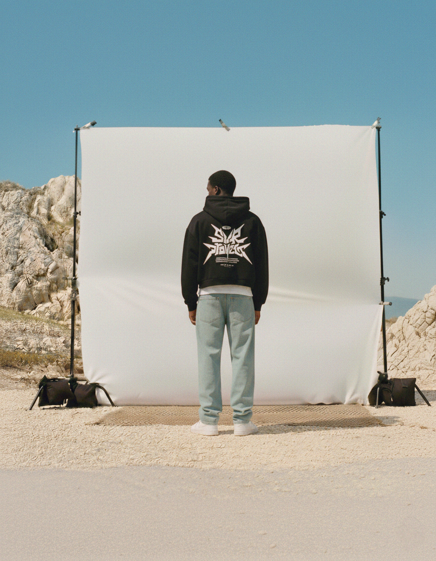 Distorted Vision Black Boxy Hoodie | Sur Project®