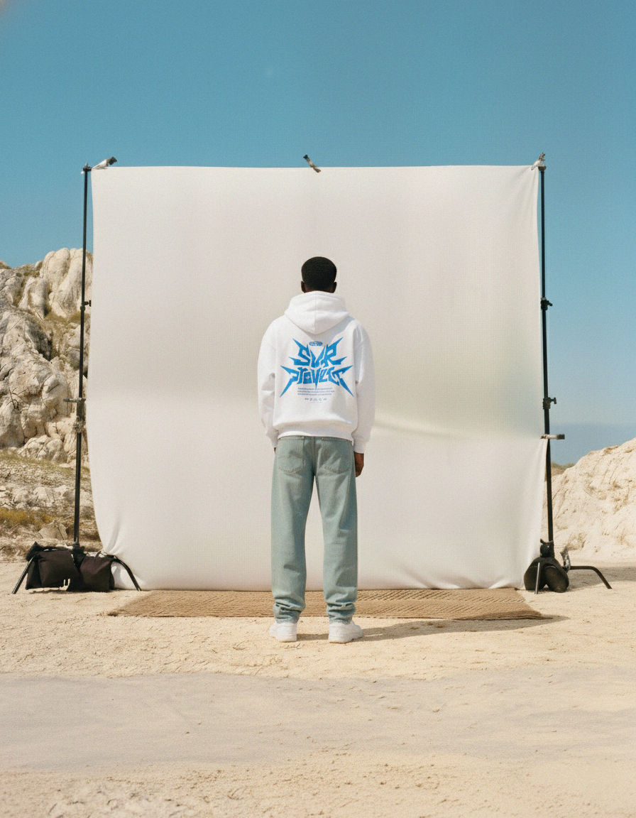 Distorted Vision White Oversized Hoodie | Sur Project®