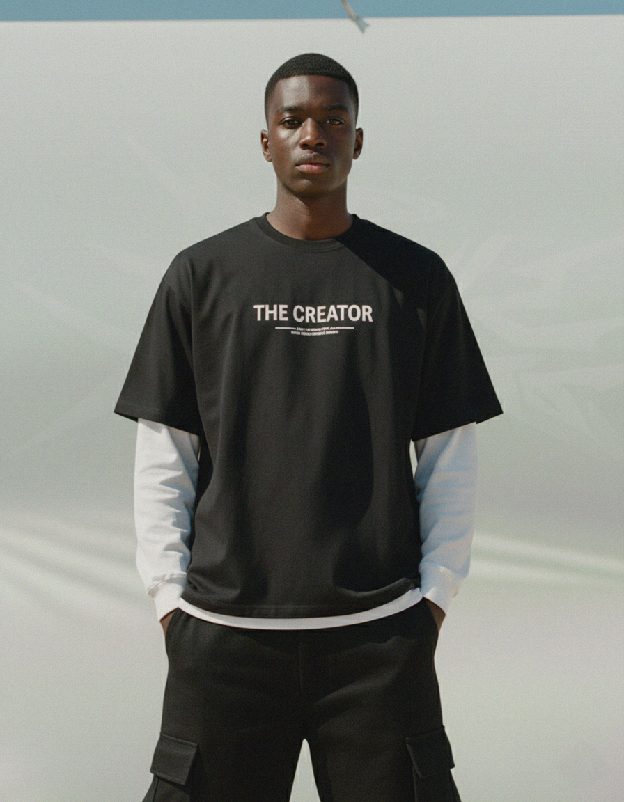 The Creator Black Layered Boxy Tee | Sur Project®
