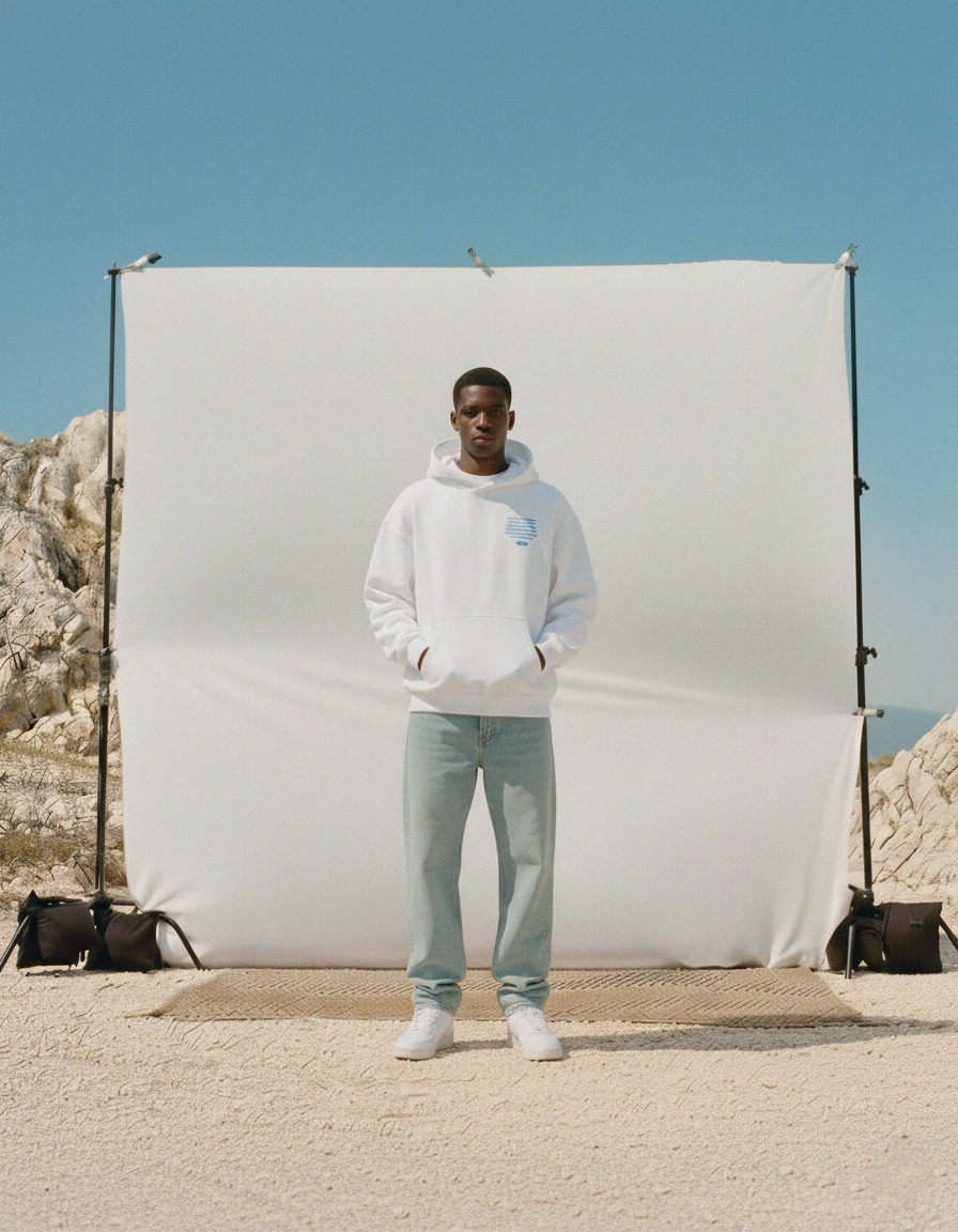 Distorted Vision White Oversized Hoodie | Sur Project®