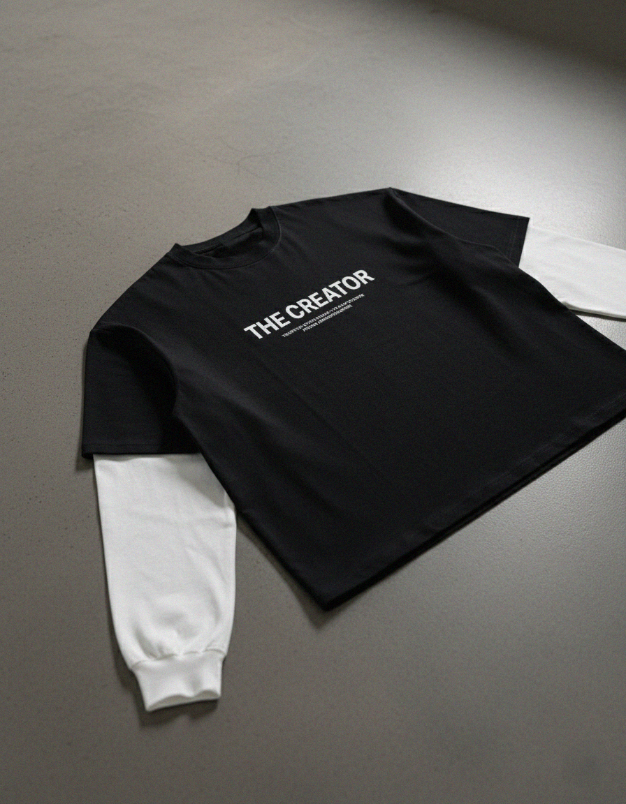 The Creator Black Layered Boxy Tee | Sur Project®