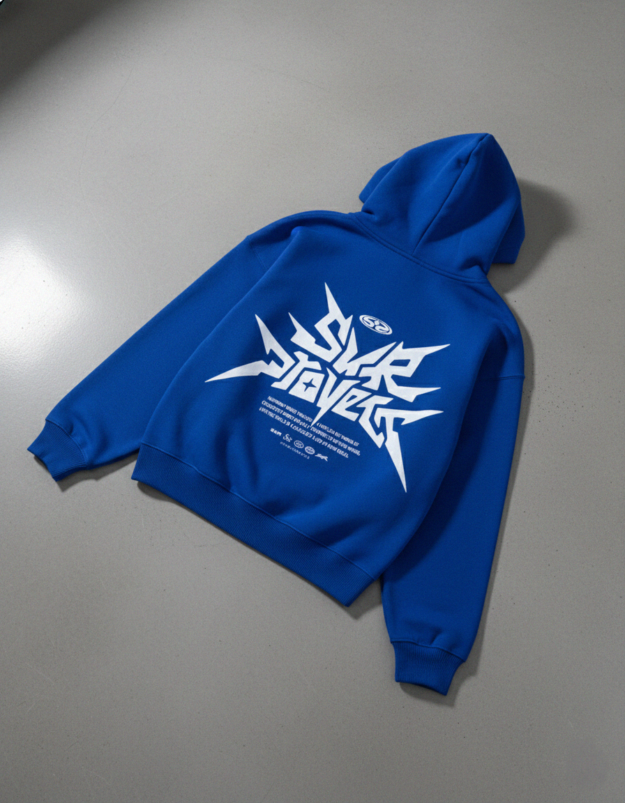 Distorted Vision Blue Oversized Hoodie | Sur Project®