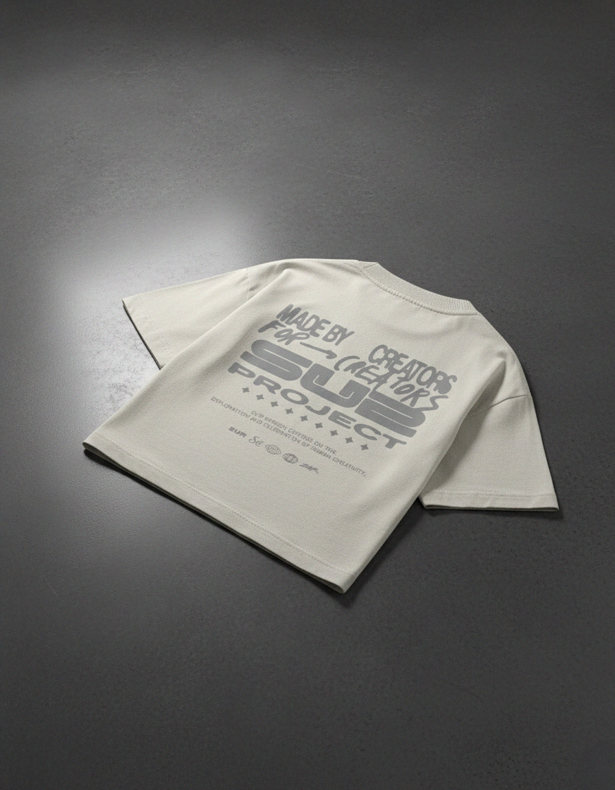 Made by Creators Beige Boxy Tee | Sur Project®