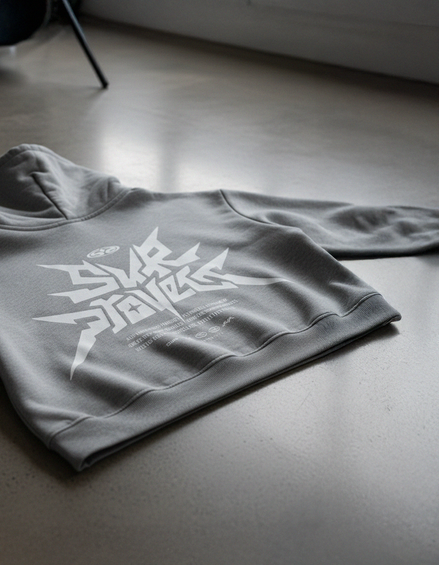 Distorted Vision Gray Boxy Hoodie | Sur Project®