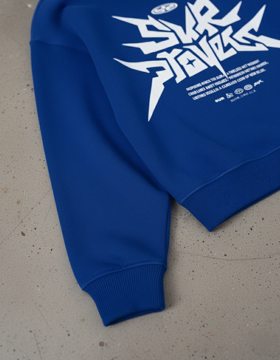 Distorted Vision Blue Oversized Hoodie | Sur Project®