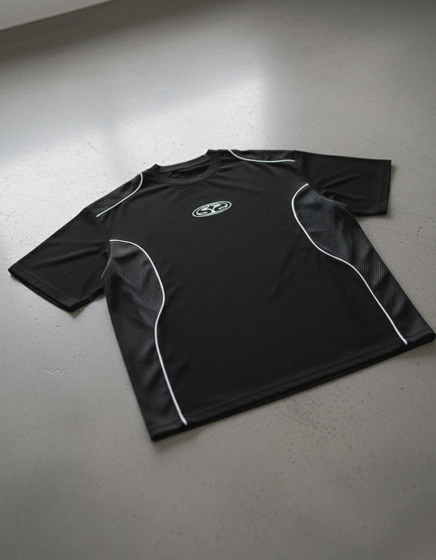 SUR Official Emblem Black Panelled T-Shirt | Sur Project®