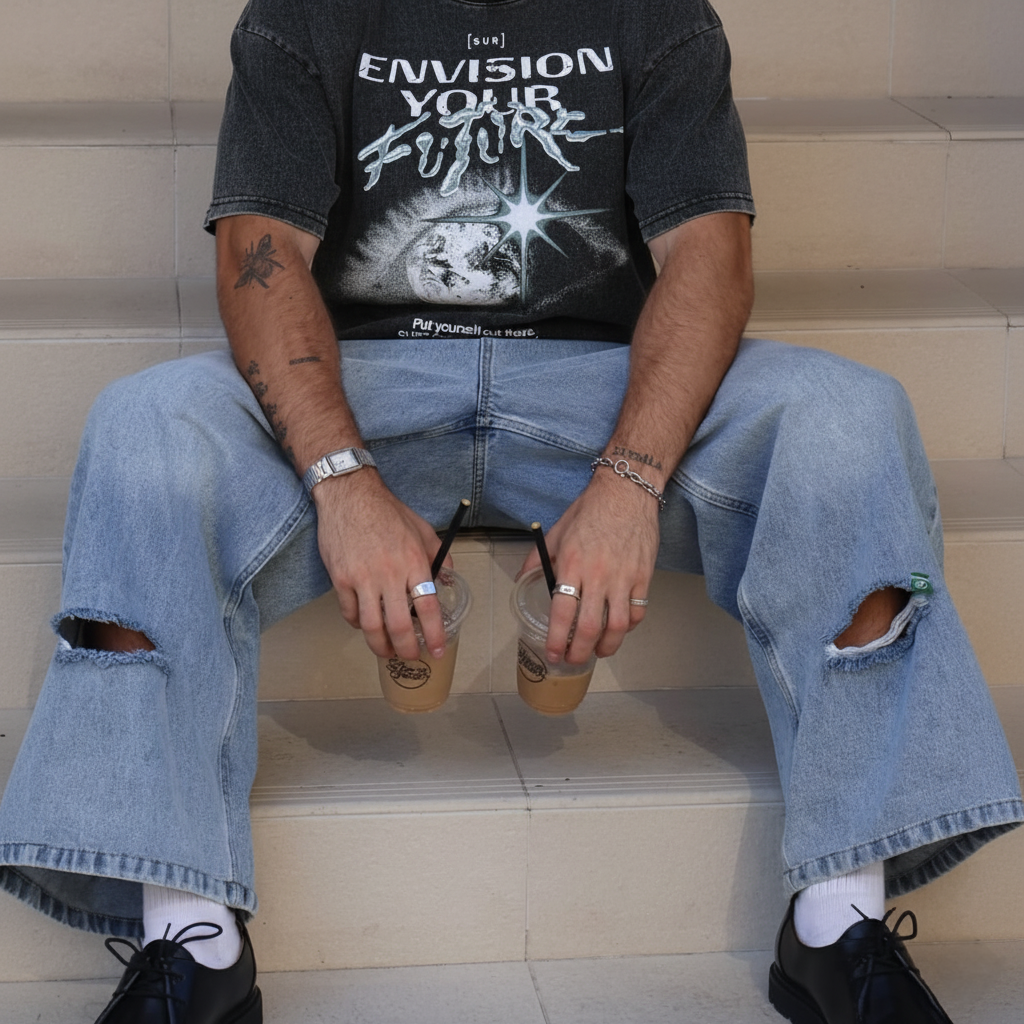 Envision Your Future Heavyweight Oversized Acid Wash Tee | SUR Project®