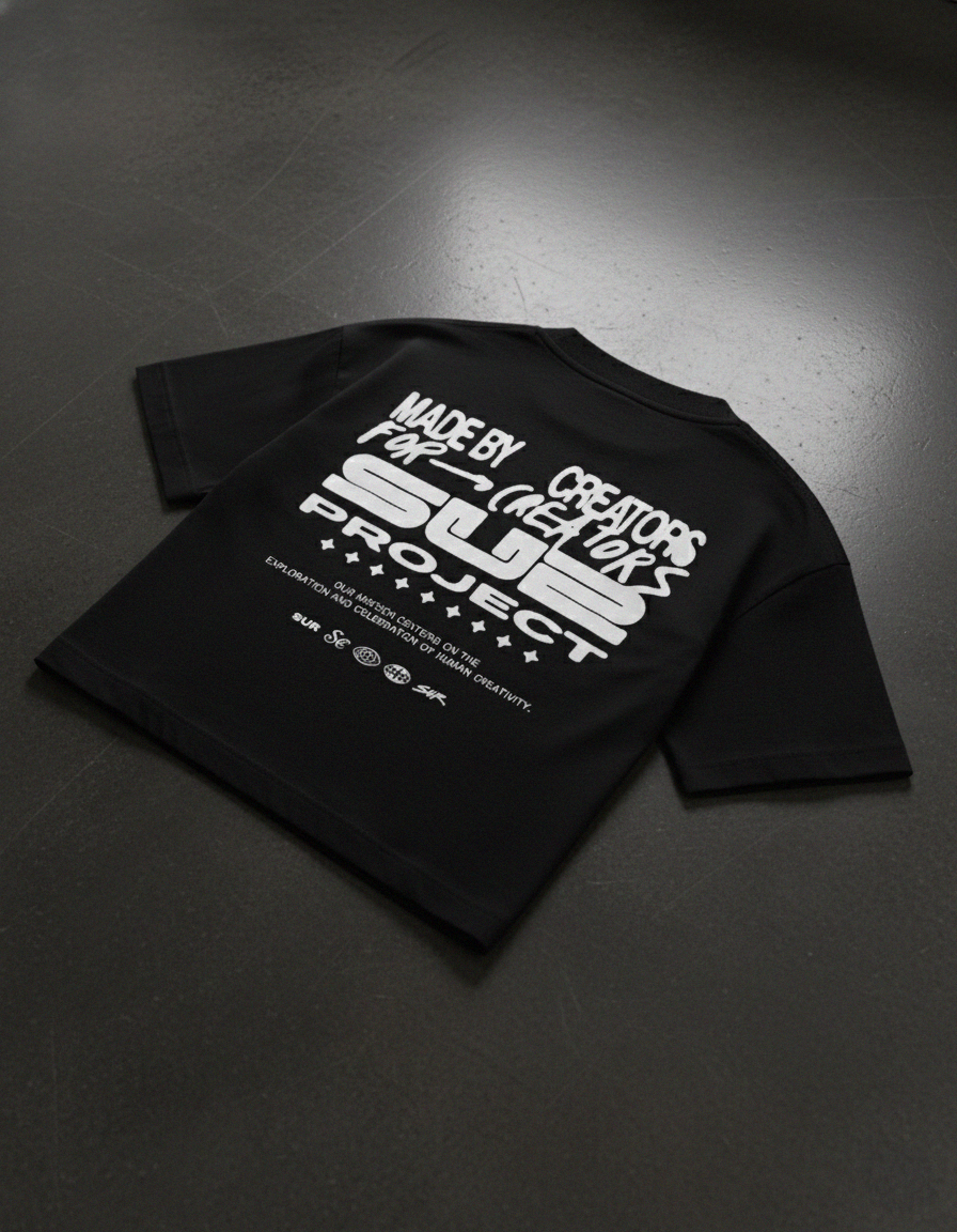 Made by Creators Black Boxy Tee | Sur Project®