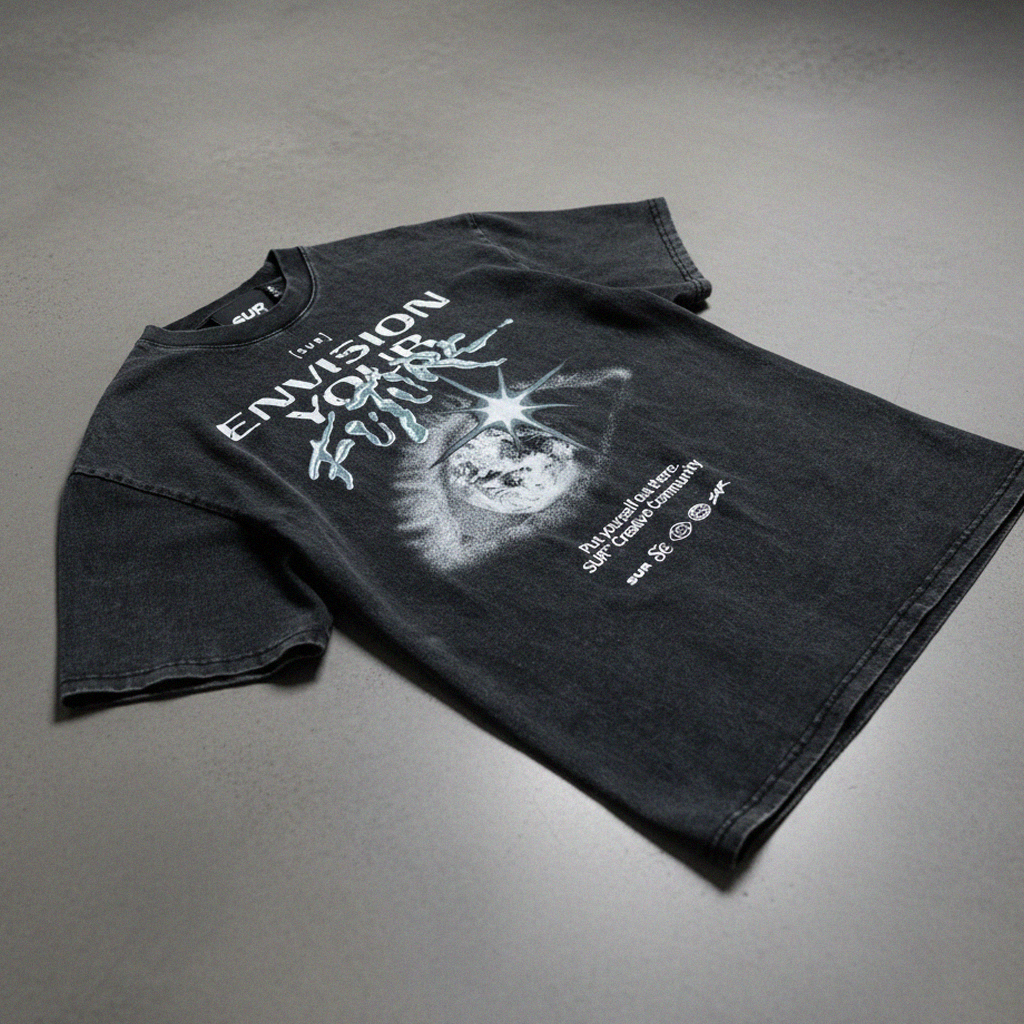 Envision Your Future Heavyweight Oversized Acid Wash Tee | SUR Project®